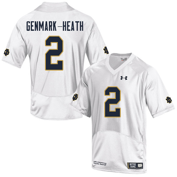 Men's NCAA Notre Dame Fighting Irish #2 Jordan Genmark-Heath Stitched College Under Armour Authentic White Big & Tall Football Jersey ZQ10L68DY